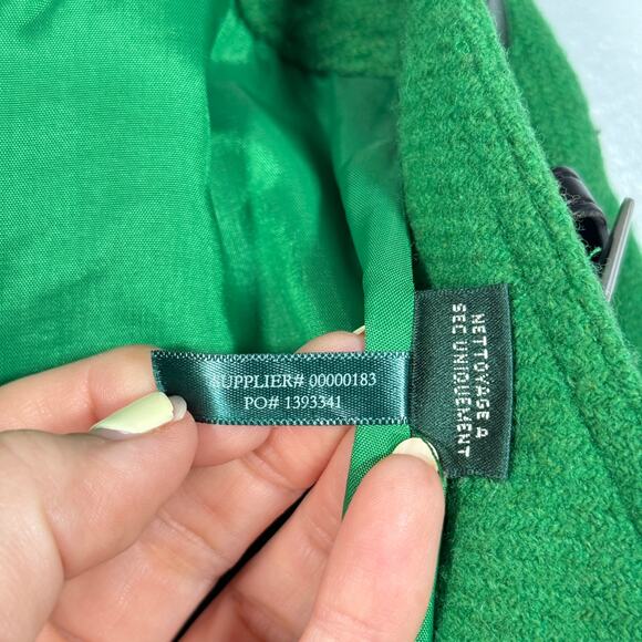 Lauren Ralph Lauren Wool Wrap Skirt Green Buckle Detail Size 10 Classic Preppy - Picture 3 of 9